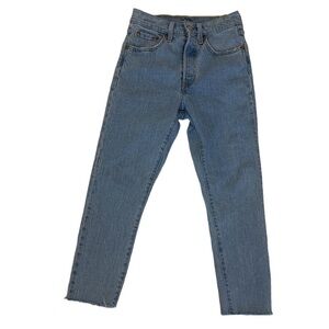 Levi's 501 Straight Leg Jeans Light Wash 24 24x30 Distressed‎ Hem Denim Casual